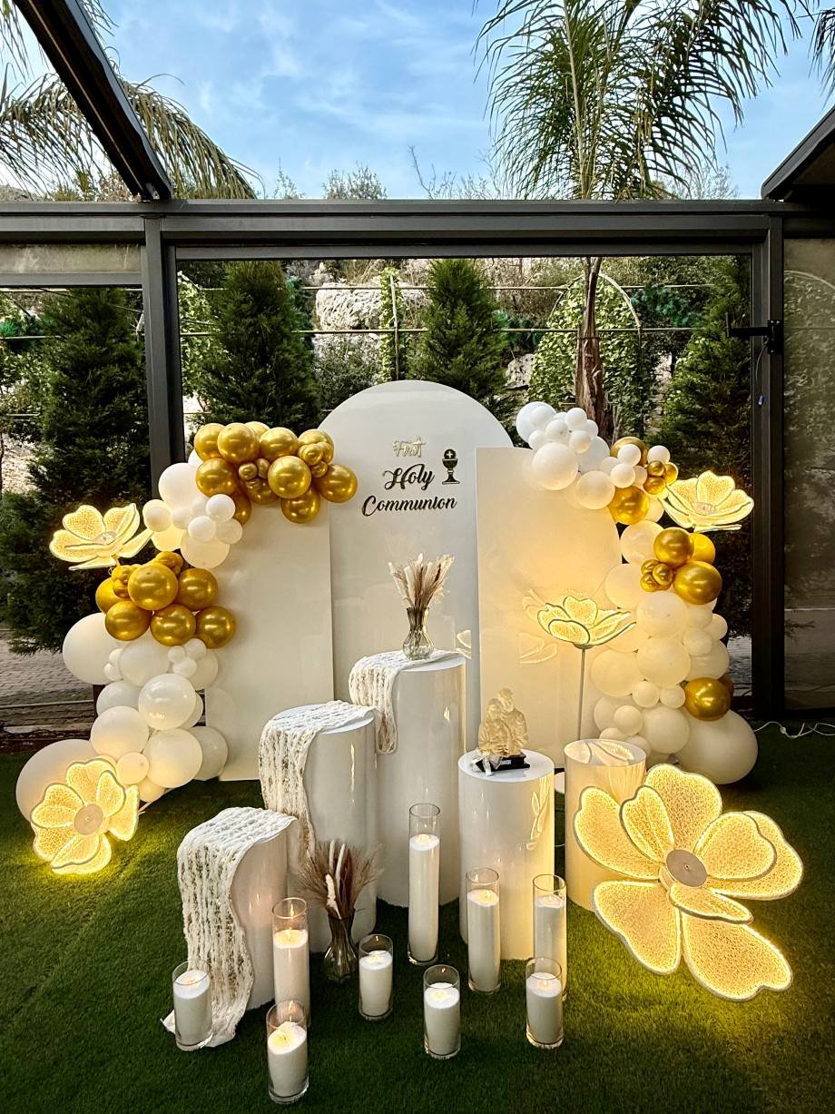 Gold Balloons with Flowers